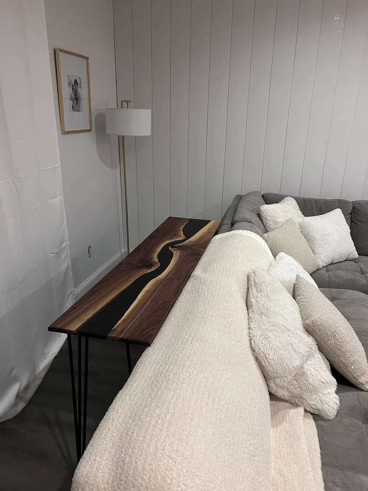 Console Table: Black Walnut Console Table, Epoxy River Console Table, Handmade - Image 4 of 4