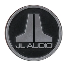 JL Audio BADGE-3M-0.85 Electroform Logo Badge (Black Disc w/ Satin-Chrome Logo)