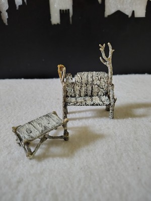 Department 56 North Pole Woods Village Accessories - Birch Bench & Table Set (2 Pieces) - View #3