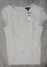 Lauren Ralph Lauren Women's Dress Size 14 Ivory Short Sleeve Embroidered