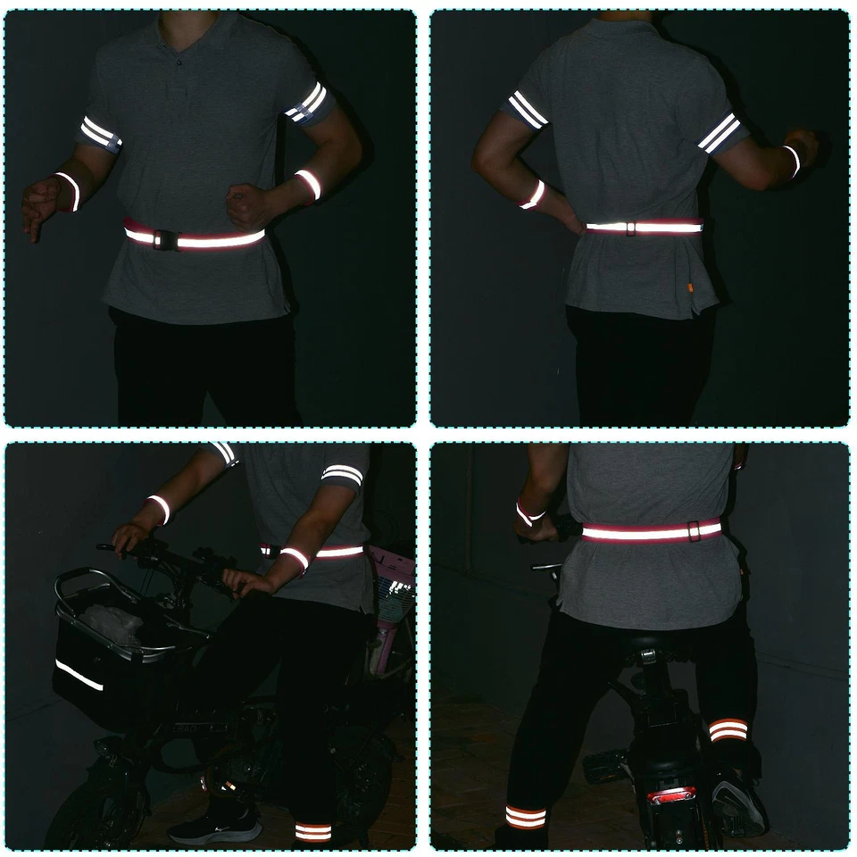 Reflectante Cinturón Bandas 26x2" Tira Reflexivo Correr Equipos Rosa 2pzs - Imagen 3 de 4