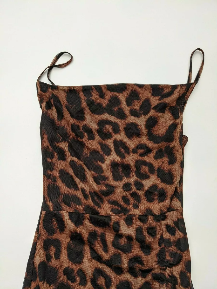 Spaghetti strap leopard print hotsell bodycon dress