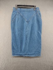 Vintage American Profile Denim Jean Long Medium Wash Skirt USA Made READ