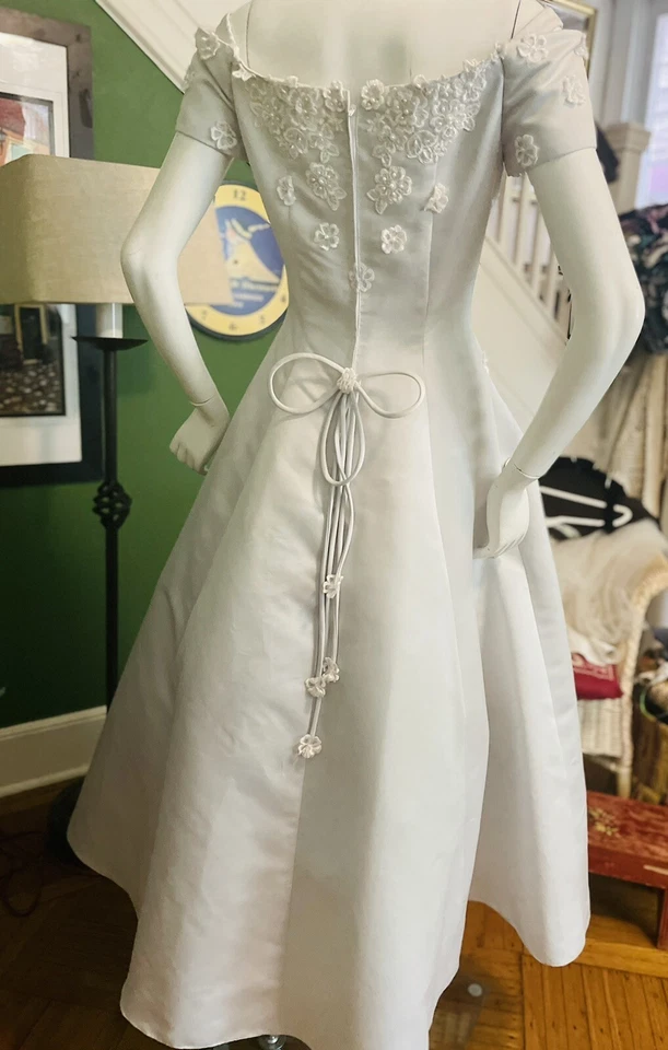 Vestido de fiesta de colección calce completo estilo tul satinado con cuentas y adornado S 26 graduación Foto 4 de 4