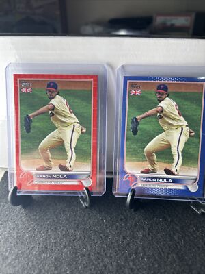 2022 Topps UK Edition #140 Aaron Nola Blue SP65 /75 & Big Ben SP 8/99 Phillies!