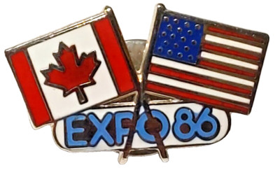 USA/CANADA Crossed Flags Expo 1986 Lapel Pin