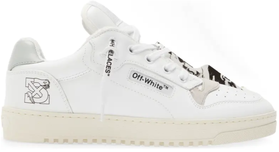 OFF WHITE x SAL BARBIER VULCANIZED LOW TOP in WHITE/GRAY sz  display picture 2