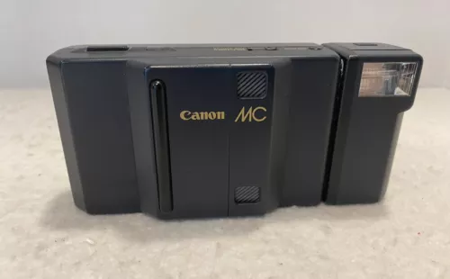 Canon MC with MC-S Flash Unit - 35mm Point & Shoot Film Camera - Untested AS IS