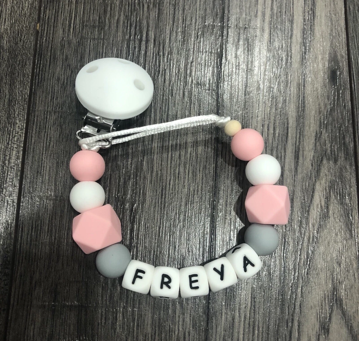 Personalised Dummy Silicone Clip Dummy Chain MAM Adapter Baby Gift