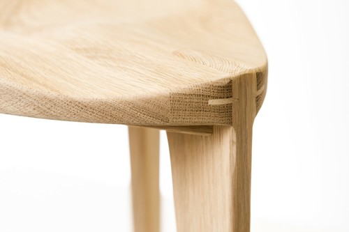 Oak Stool carved seat, height 45cm - 18", three legged, Oak Chair, Stool, Chair, - Picture 4 of 12