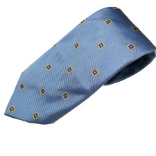 Brooks Brothers Makers Tie Men Blue Geometric 100 Silk Necktie Handmade In USA