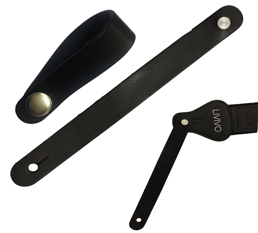 LIVIVO ADJUSTABLE ACOUSTIC GUITAR LEATHER HEADSTOCK STRAP PICK HOLDERS