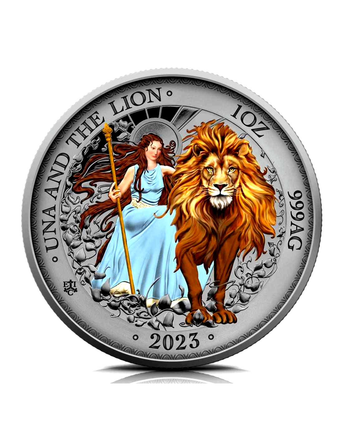 UNA AND THE LION Antique 1 Oz Silver Coin Saint Helena 2023 only 60 pcs. Mintage