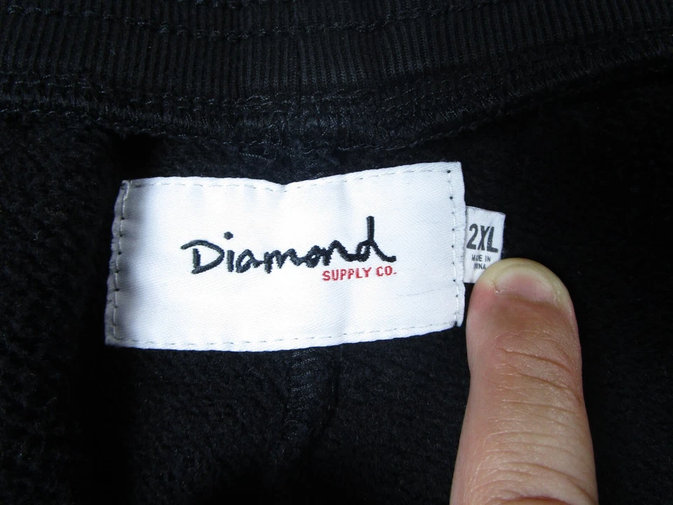 Pantalones Cortos Diamond Supply Co Para Hombres 2XL Sudor Negro Parte Inferior Sólida Ropa de Calle Informal Foto 3 de 4
