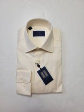 DAVID DONAHUE Medium 15 34/35 Ivory Button Long Sleeve Men's Dress Shirt NWT M