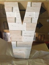 Pottery Barn Reclaimed Pine Wood Hand Carved Rustic Letter Capital V Wall Decals