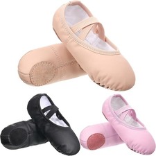 SATINIOR 3 Pairs Ballet Shoes for Girls 10 Toddler, Black, Pink and Beige