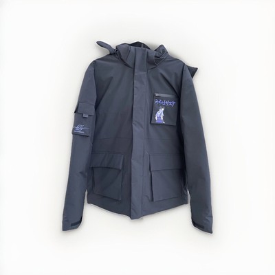 ANTA x Naruto Jacket Black Puffy ANTA Sports Outdoor Rain Jacket Hooded Size 3XL