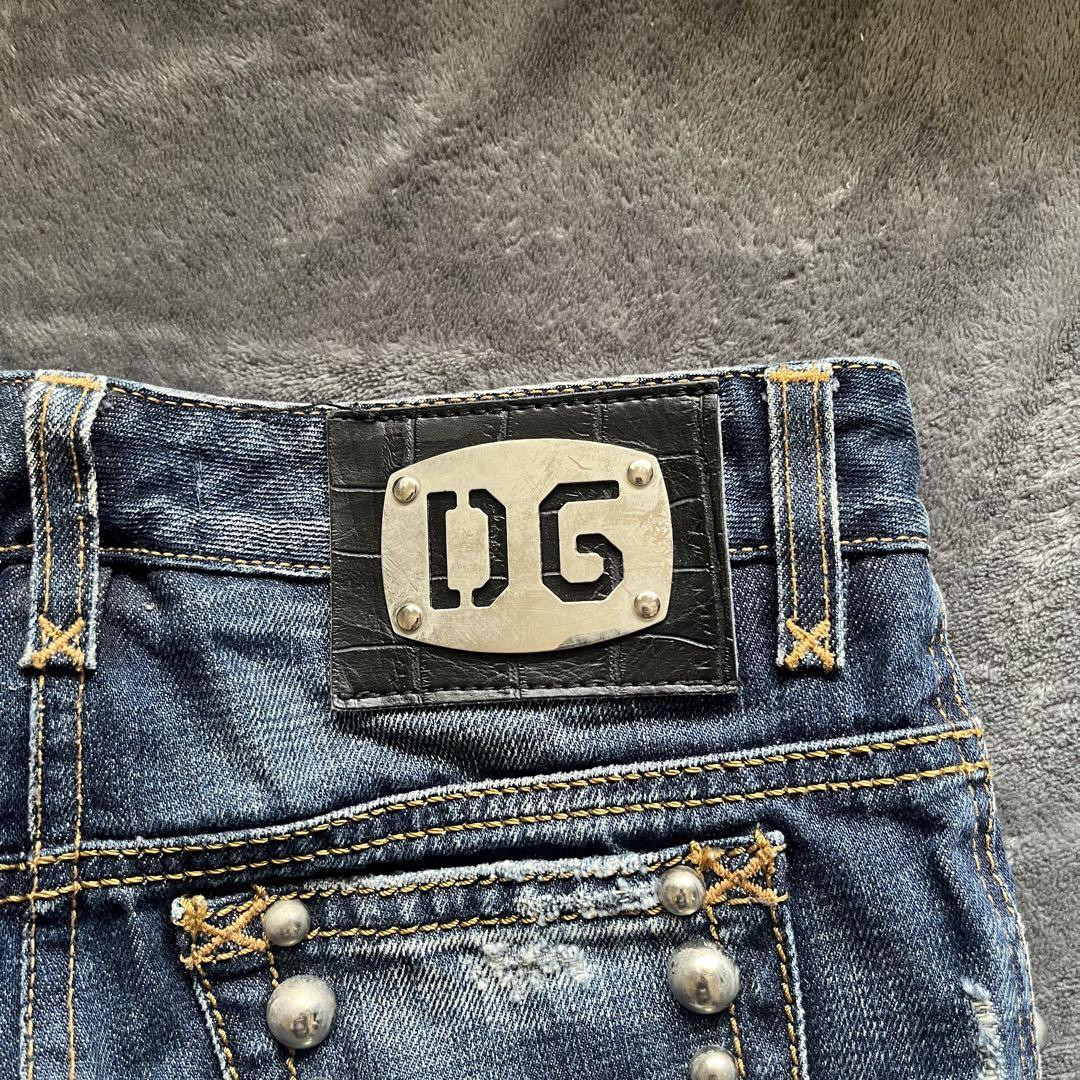 DOLCE & GABBANA 00s Cropped Denim Pants Blue Studs Size 38
