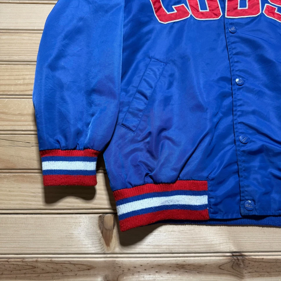 Винтажный 90-х Adidas команды Chicago Cubs MLB атласный Bomber куртка молодежи - размер 10/12 - Изображение 4 из 4