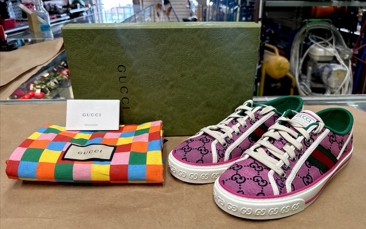 Gucci Pink GG Canvas Tennis 1977 Sneakers 2UZ80, Size 39 FREE SHIPPING!