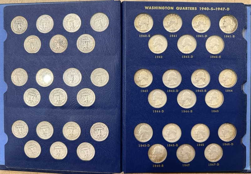 1932-1964 Washington Silver Quarter Complete Set-Whitman 9418 Deluxe Coin Album
