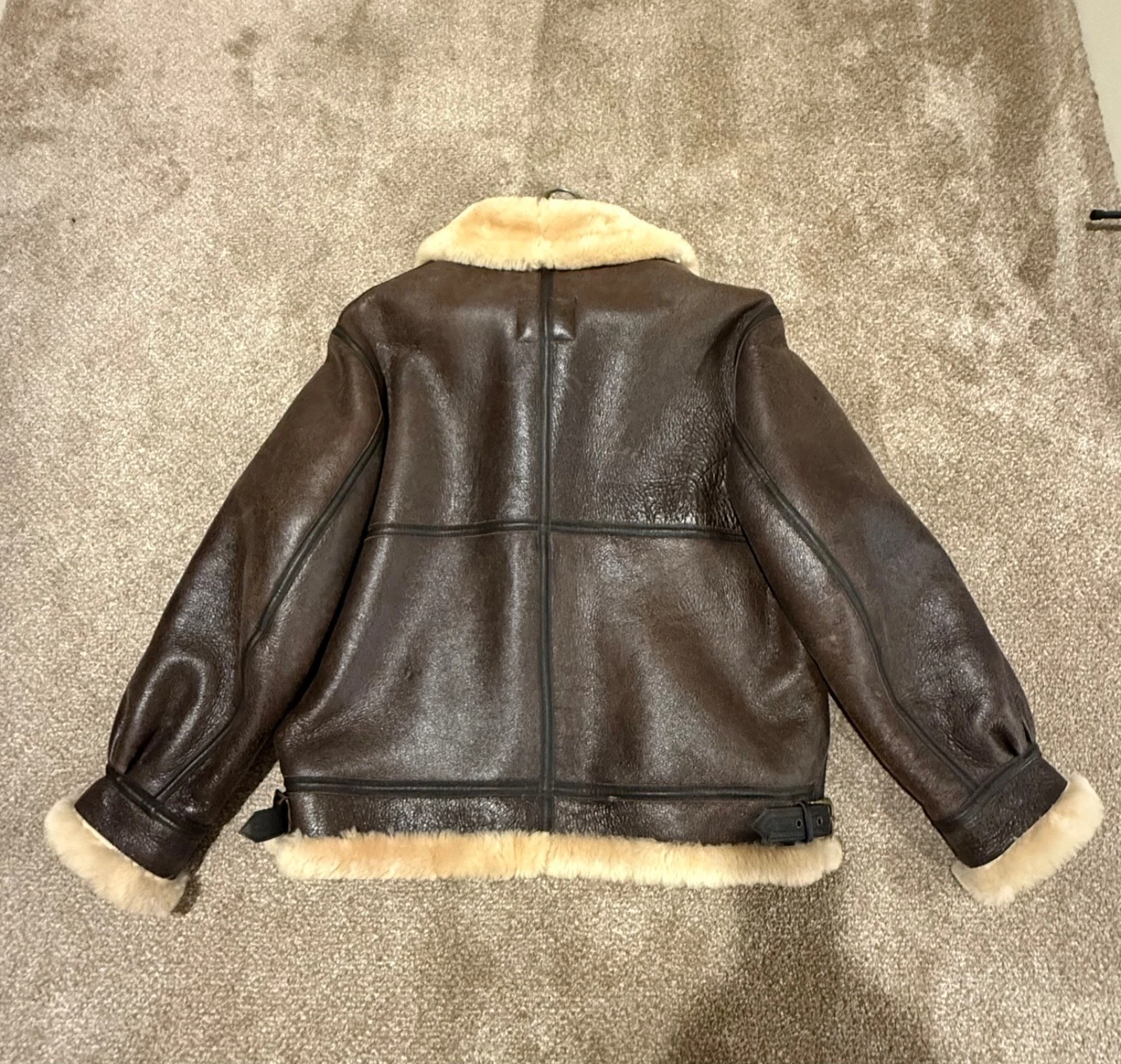 Schott NYC Classic B-3 Sheepskin Bomber Jacket, Mint, Condition Size 48 Worn 2X. image 8