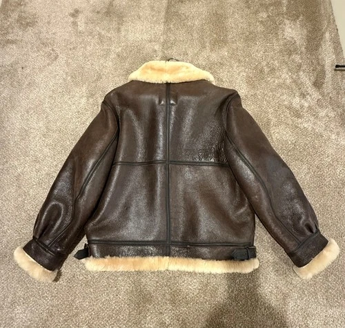 Schott NYC Classic B-3 Sheepskin Bomber Jacket, Mint, Condition Size 48 Worn 2X. image 8