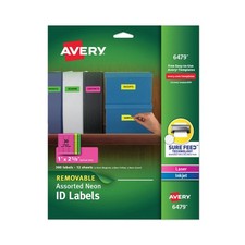 Avery 6479 1" x 2.63" High-Vis Removable ID Labels - Assorted Neon (360/PK) New
