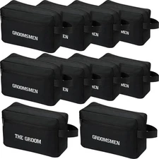 10 Set Groomsmen Gifts Men Toiletry Bags Men's Travel Shaving Kit Oxford Clot...