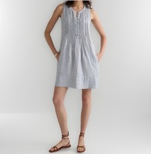 Quince European Linen Pin Tuck Sleeveless Swing Dress XL