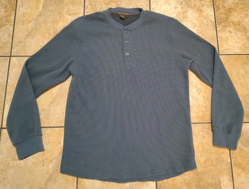 Royal Robbins Shirt Mens Medium Blue Waffle Thermal Henley Long Sleeve Trail