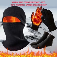 Winter Balaclava Full Face Mask Windproof Fleece Neck Warm w/ Gloves Socks Set
