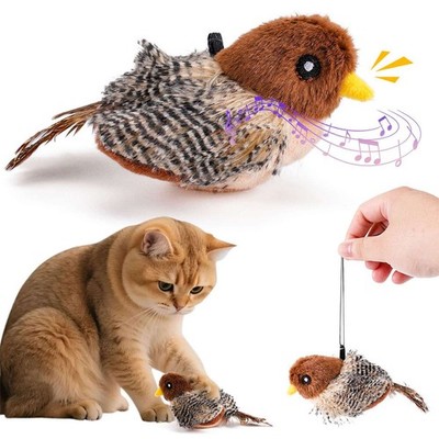 Interactive Chirping Bird Cat Toy Automatic Bird Sound For Cat Play Exercise US
