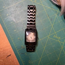 Armitron Quartz Watch 20/4507SV Men 50m Black Steel Analog New Battery 6.75"