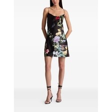 Alice + Olivia Julia Desert Sprigs Black Floral Mini Dress