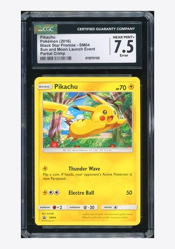 Pokemon CGC 7.5 Error Pikachu Promo 2016 SM04 Partial Crimp English