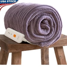 Electric Heated Throw Blanket Faux Fur Soft W/ 4 Heat Settings Auto Shut Off New