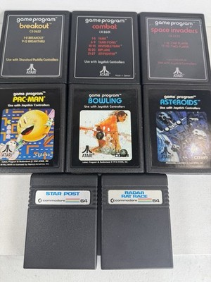 Vintage Atari 2600 Commodore 64 Lot 8 Pac-Man Asteroids Games Untested
