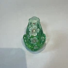 Vintage Fenton Green Art Glass Frog Figurine Hand Painted KS Buskirk