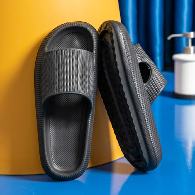 Soft Sandals Antislip Slippers Slides for Summer Beach Sea (Black 42-43)