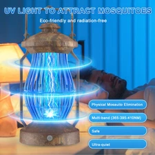 Bug Zapper Cordless Portable Hanging Electric Mosquito Fly Killer Trap w/ Light