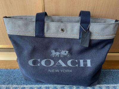 COACH Carriage Logo Denim Hand Tote Bag Women Blue from JP entic