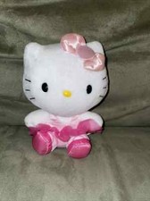 Hello Kitty Sanrio Ty Beanie Baby Plush  6" Ballerina Pink Tutu, pink hair bow