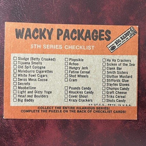 1973 Topps WACKY PACKAGES Set SERIES 5 Big Baddy CHECKLIST e UNMARKED - NR-MINT - Picture 2 of 2