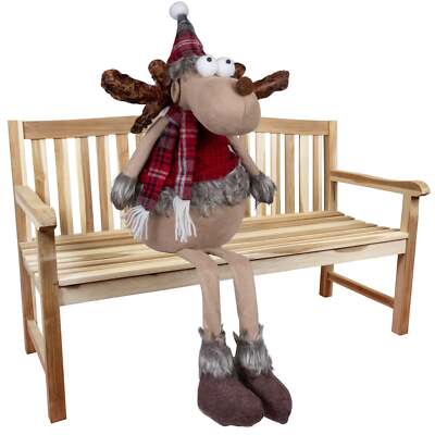Elch 32cm (70cm) Hirsch Kantenhocker Weihnachtliche Dekofigur Rentier rot