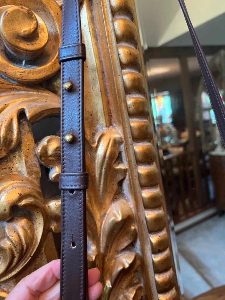 Ellen Tracy Bolso Bandolera de Cuero Marrón Chocolate con Cartera Pequeña Foto 3 de 4