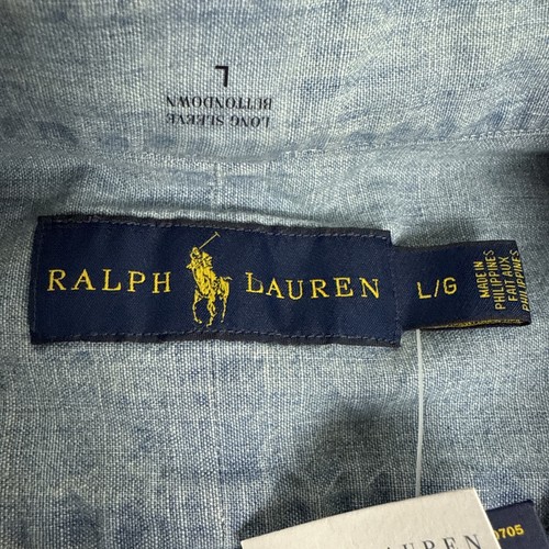 Polo Ralph Lauren BLEU CHAMBRAY denim coupe classique chemise boutonnée NEUF avec étiquette - Photo 8/9