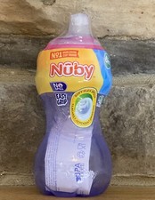 Nuby Trainer Sippy Cup Easy Grip No Spill Soft Flex Spout Purple New Sealed