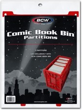 3 BCW RED Partitions Pack Short Long Comic Book Bin Regular Not Graded 1-CBP-RED